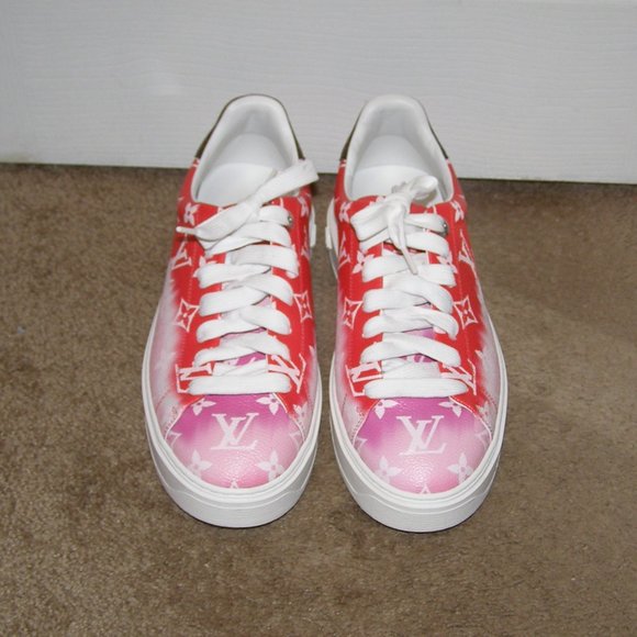 🔥 size 8.5/39 Authentic Louis Vuitton Time Out sneaker Red and Pink - Picture 3 of 16